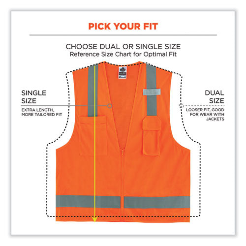 Glowear 8249z Class 2 Economy Surveyors Zipper Vest, Polyester, 4x-large/5x-large, Orange, Ships In 1-3 Business Days