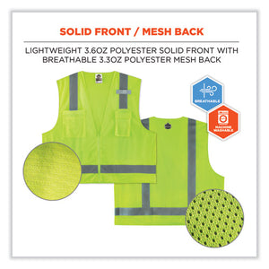 Glowear 8249z Class 2 Economy Surveyors Zipper Vest, Polyester, Small/medium, Lime, Ships In 1-3 Business Days