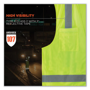 Glowear 8249z Class 2 Economy Surveyors Zipper Vest, Polyester, 4x-large/5x-large, Lime, Ships In 1-3 Business Days