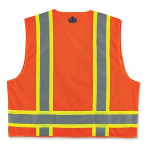 Glowear 8248z Class 2 Two-tone Surveyors Zipper Vest, Polyester, Large/x-large, Orange, Ships In 1-3 Business Days