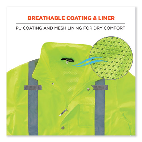 Glowear 8365 Class 3 Hi-vis Rain Jacket, Polyester, 2x-large, Lime, Ships In 1-3 Business Days
