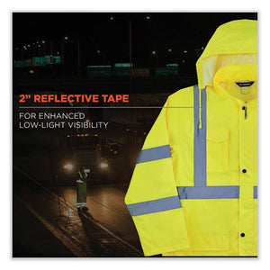 Glowear 8366 Class 3 Lightweight Hi-vis Rain Jacket, Polyester, 5x-large, Lime, Ships In 1-3 Business Days