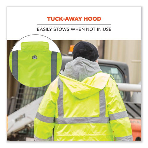 Glowear 8366 Class 3 Lightweight Hi-vis Rain Jacket, Polyester, 5x-large, Lime, Ships In 1-3 Business Days