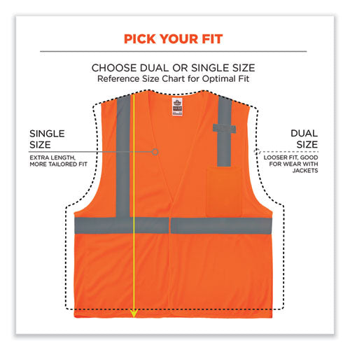 Glowear 8210hl-s Single Size Class 2 Economy Mesh Vest, Polyester, 3x-large, Orange, Ships In 1-3 Business Days