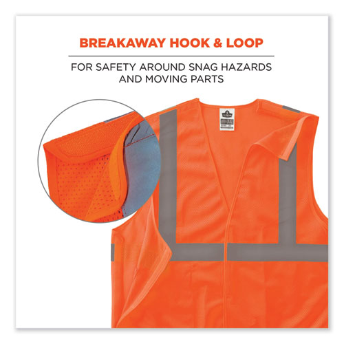 Glowear 8215ba-s Single Size Class 2 Economy Breakaway Mesh Vest, Polyester, Large, Orange, Ships In 1-3 Business Days