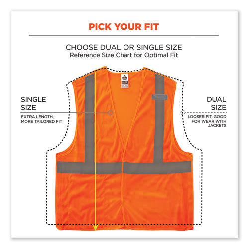 Glowear 8215ba-s Single Size Class 2 Economy Breakaway Mesh Vest, Polyester, Large, Orange, Ships In 1-3 Business Days