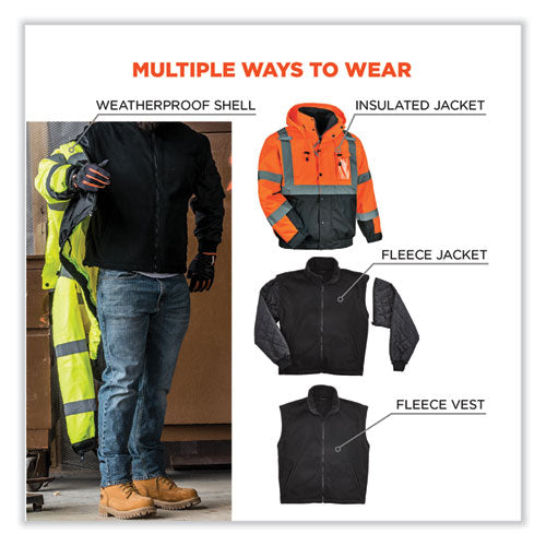 Glowear 8381 Class 3 Hi-vis 4-in-1 Quilted Bomber Jacket, Orange, Medium, Ships In 1-3 Business Days