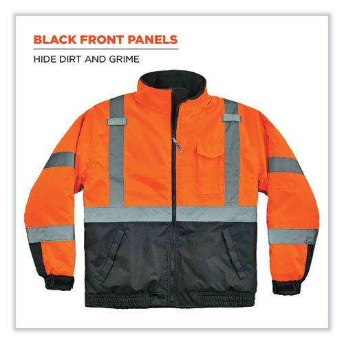 Glowear 8377 Class 3 Hi-vis Quilted Bomber Jacket, Orange, Small, Ships In 1-3 Business Days