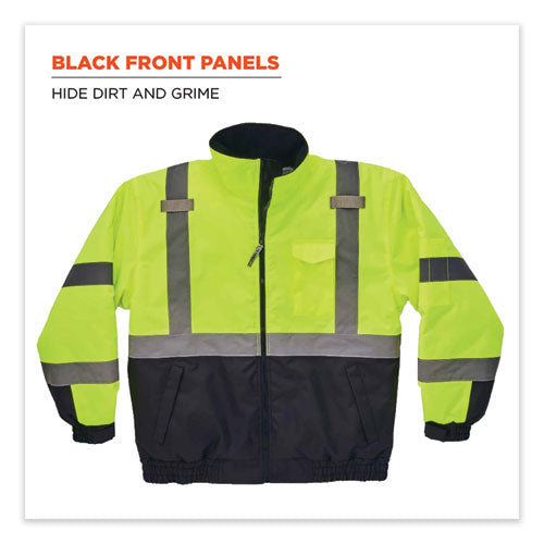 Glowear 8377 Class 3 Hi-vis Quilted Bomber Jacket, Lime, 5x-large, Ships In 1-3 Business Days