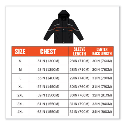 N-ferno 6466 Thermal Jacket With 500d Nylon Shell, Small, Black, Ships In 1-3 Business Days