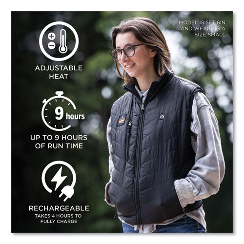 N-ferno 6495 Rechargeable Heated Vest With Battery Power Bank, Fleece/polyester, 2x-large, Black, Ships In 1-3 Business Days