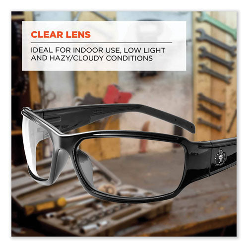 Skullerz Thor Safety Glasses, Black Nylon Impact Frame, Clear Polycarbonate Lens, Ships In 1-3 Business Days