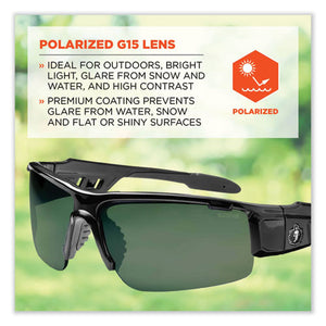 Skullerz Dagr Safety Glasses, Black Nylon Impact Frame, Polarized G15 Polycarbonate Lens, Ships In 1-3 Business Days