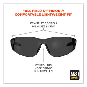 Skullerz Saga Frameless Safety Glasses, Black Nylon Impact Frame, Anti-fog Smoke Polycarb Lens, Ships In 1-3 Business Days