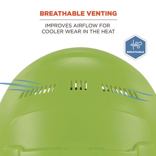 Skullerz 8966 Class C Lightweight Cap-style Hard Hat, Adjustable Venting, 6-pt Rachet Suspension, Lime, Ships In 1-3 Bus Days