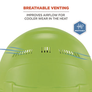 Skullerz 8968 Class C Lightweight Full Brim Hard Hat, Adjustable Venting, 6-pt Rachet Suspension, Lime, Ships In 1-3 Bus Days