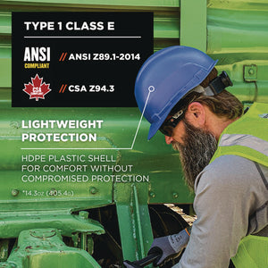 Skullerz 8967 Class E Lightweight Cap-style Hard Hat, 6-point Rachet Suspension, Blue, Ships In 1-3 Business Days