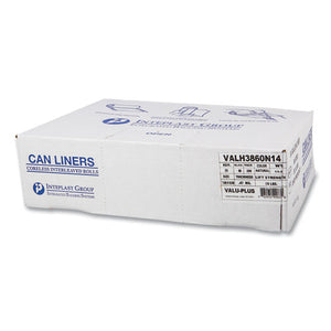 High-density Commercial Can Liners Value Pack, 60 Gal, 12 Mic, 38" X 58", Clear, 25 Bags/roll, 8 Interleaved Rolls/carton