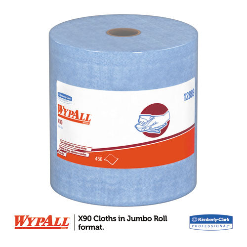 X90 Cloths, Jumbo Roll, 2-ply, 11.1 X 13.4, Denim Blue, 450/roll