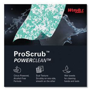 Power Clean Proscrub Pre-saturated Wipes, 9.5 X 12, Citrus Scent, Green, 75/bucket, 6 Buckets/carton
