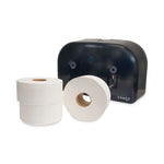Load image into Gallery viewer, Valay Plastic Mini Jumbo Bath Tissue Dispenser, Two Rolls, 9.75 X 15.87 X 5.25, Black
