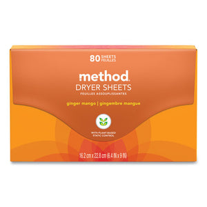 Dryer Sheets, Ginger Mango, 80/box, 6 Boxes/carton