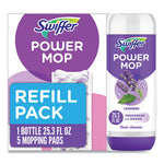 Load image into Gallery viewer, Powermop Cleaning Solution And Pads Refill Pack, Lavender, 25.3 Oz Bottle And 5 Pads Per Pack, 4 Packs/carton
