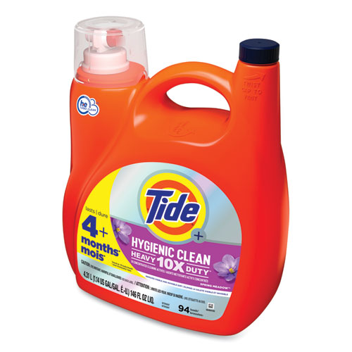 Hygienic Clean Heavy 10x Duty Liquid Laundry Detergent, Spring Meadow Scent, 146 Oz Pour Bottle, 4/carton