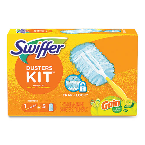 Dusters Starter Kit, Dust Lock Fiber, 6" Handle, Blue/yellow, Gain Scent