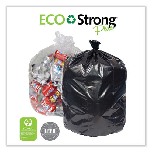 Eco Strong Plus Can Liners, 40 Gal, 1.7 Mil, 40 X 46, Black, 100/carton