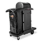 Load image into Gallery viewer, Executive High Security Janitorial Cleaning Cart, Plastic, 4 Shelves, 1 Bin, 23.1&quot; X 39.6&quot; X 27.5&quot;, Black

