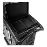 Load image into Gallery viewer, Executive High Security Janitorial Cleaning Cart, Plastic, 4 Shelves, 1 Bin, 23.1&quot; X 39.6&quot; X 27.5&quot;, Black
