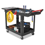 Load image into Gallery viewer, Heavy Duty Adaptable Utility Cart, Plastic, 2 Shelves, 500 Lb Capacity, 25.2&quot; X 51.5&quot; X 36&quot;, Black
