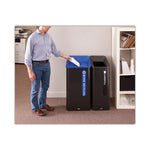 Load image into Gallery viewer, Sustain Decorative Refuse With Recycling Lid, 15 Gal, Metal/plastic, Black
