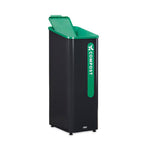 Load image into Gallery viewer, Sustain Decorative Refuse With Recycling Lid, 15 Gal, Metal/plastic, Black/green
