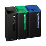 Load image into Gallery viewer, Sustain Decorative Refuse With Recycling Lid, 15 Gal, Metal/plastic, Black/green
