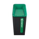 Load image into Gallery viewer, Sustain Decorative Refuse With Recycling Lid, 15 Gal, Metal/plastic, Black/green
