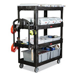 Load image into Gallery viewer, Heavy-duty Ergo Utility Cart, Plastic, 4 Shelves, 700 Lb Capacity, 24.35&quot; X 54.1&quot; X 62.4&quot;, Black
