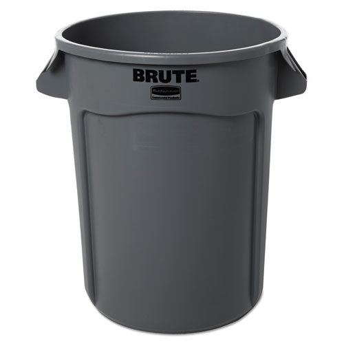 Vented Round Brute Container, 32 Gal, Plastic, Gray