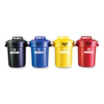 Load image into Gallery viewer, Vented Round Brute Container, 32 Gal, Plastic, Red
