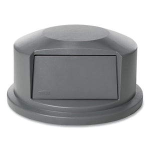 Round Brute Dome Top Receptacle, Push Door For 44 Gal Containers, 24.81" Diameter X 12.63h, Gray