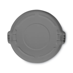 Brute Self-draining Flat Top Lids For 55 Gal Round Brute Containers, 26.75" Diameter, Gray