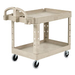 Load image into Gallery viewer, Heavy-duty Utility Cart With Lipped Shelves, Plastic, 2 Shelves, 500 Lb Capacity, 17.13&quot; X 38.5&quot; X 38.88&quot;, Beige
