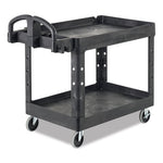 Load image into Gallery viewer, Heavy-duty Utility Cart With Lipped Shelves, Plastic, 2 Shelves, 500 Lb Capacity, 17.13&quot; X 38.5&quot; X 38.88&quot;, Black
