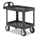 Load image into Gallery viewer, Heavy-duty Utility Cart With Lipped Shelves, Plastic, 2 Shelves, 500 Lb Capacity, 17.13&quot; X 38.5&quot; X 38.88&quot;, Black
