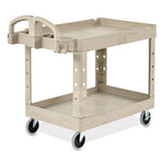 Load image into Gallery viewer, Heavy-duty Utility Cart With Lipped Shelves, Plastic, 2 Shelves, 500 Lb Capacity, 25.9&quot; X 45.2&quot; X 32.2&quot;, Beige
