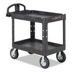 Load image into Gallery viewer, Heavy-duty Utility Cart With Lipped Shelves, Plastic, 2 Shelves, 500 Lb Capacity, 25.9&quot; X 45.2&quot; X 32.2&quot;, Black
