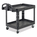 Load image into Gallery viewer, Heavy-duty Utility Cart With Lipped Shelves, Plastic, 2 Shelves, 500 Lb Capacity, 25.9&quot; X 45.2&quot; X 32.2&quot;, Black
