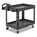 Load image into Gallery viewer, Heavy-duty Utility Cart With Lipped Shelves, Plastic, 2 Shelves, 750 Lb Capacity, 26&quot; X 55&quot; X 33.25&quot;, Black
