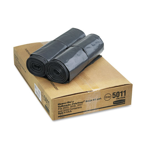 Linear Low Density Can Liners, 55 Gal, 1.3 Mil, 39.5" X 48", Gray, 100/carton